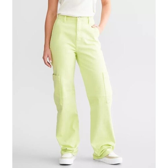 KanCan Signature 90s Straight Cargo Stretch Neon Pants Size 30 - Picture 2 of 16